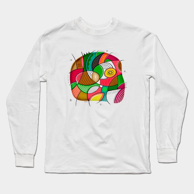 Colored  head Long Sleeve T-Shirt by Daria Kusto